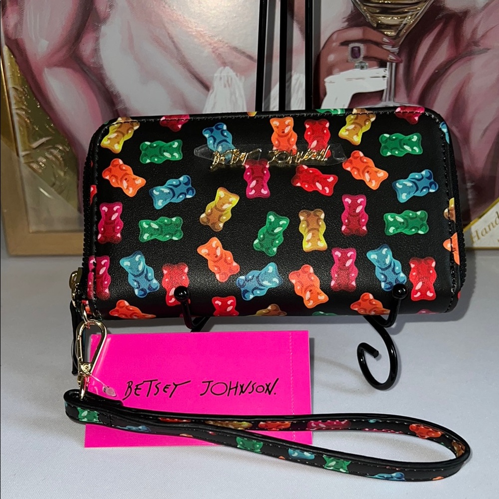Betsey Johnson Black Gummy Bear Clutch Wristlet - Picture 17 of 17